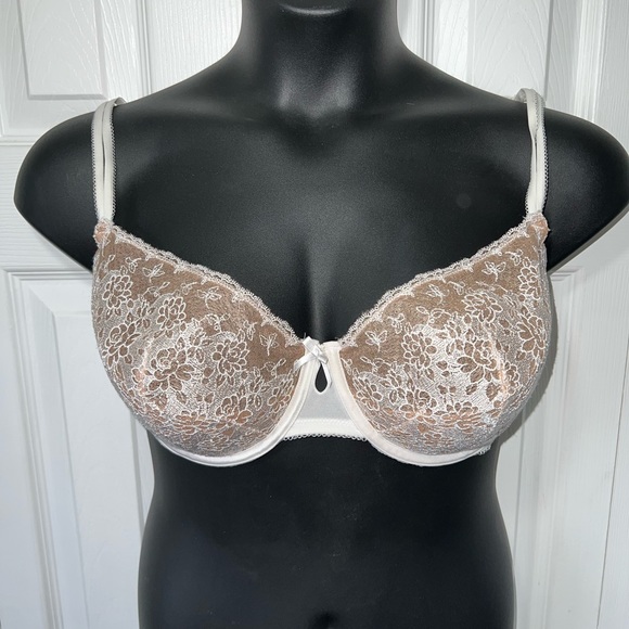 Victoria’s Secret balconette bra white/nude lace Sz 38DD - Picture 1 of 10